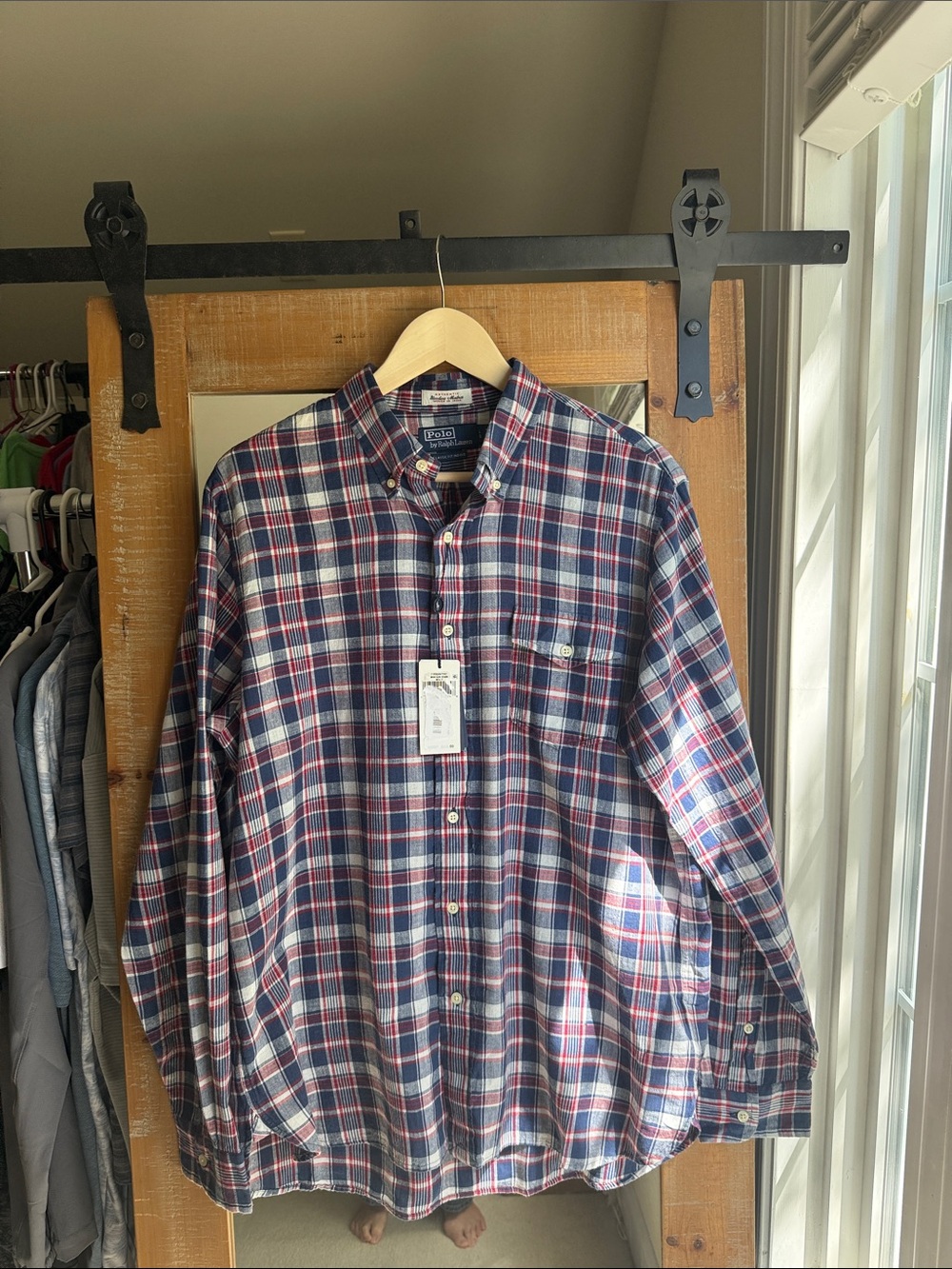 NWT Polo Ralph Lauren Indian Bleeding Madras Button Down Shirt Size L